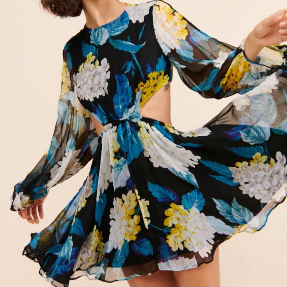 Alice McCall Wild Frontiers Mini Dress Black Blue Floral